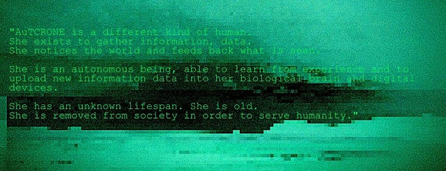 Green text on a glitched background