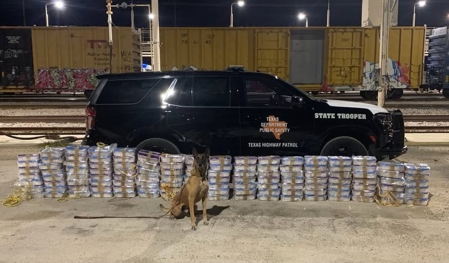 A drug task force K9 sniffed out more than a million dollars of meth aboard a freight train passing through San Antonio on Sept. 14, 2025. A drug task force K9 sniffed out more than a million dollars of meth aboard a freight train passing through San Antonio on Sept. 14, 2025.