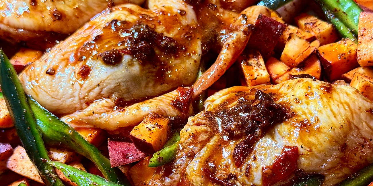 Sheet Pan Chipotle Chicken with Sweet Potato, Black Beans & Veggies