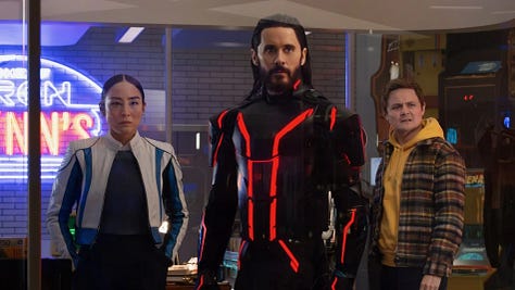 Stills from the new release films Tron: Ares, Eleanor the Great and Good Boy.