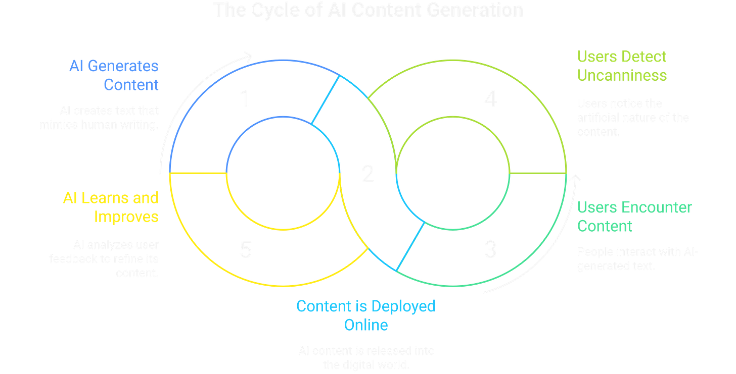 The cycle of AI content generation. The cycle of AI content generation.