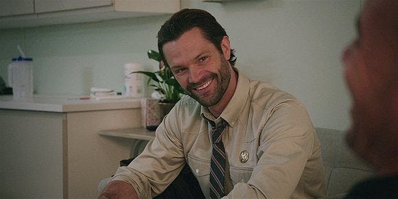 Walker Jared Padalecki smiling at James Coby Bell. Walker Jared Padalecki smiling at James Coby Bell.