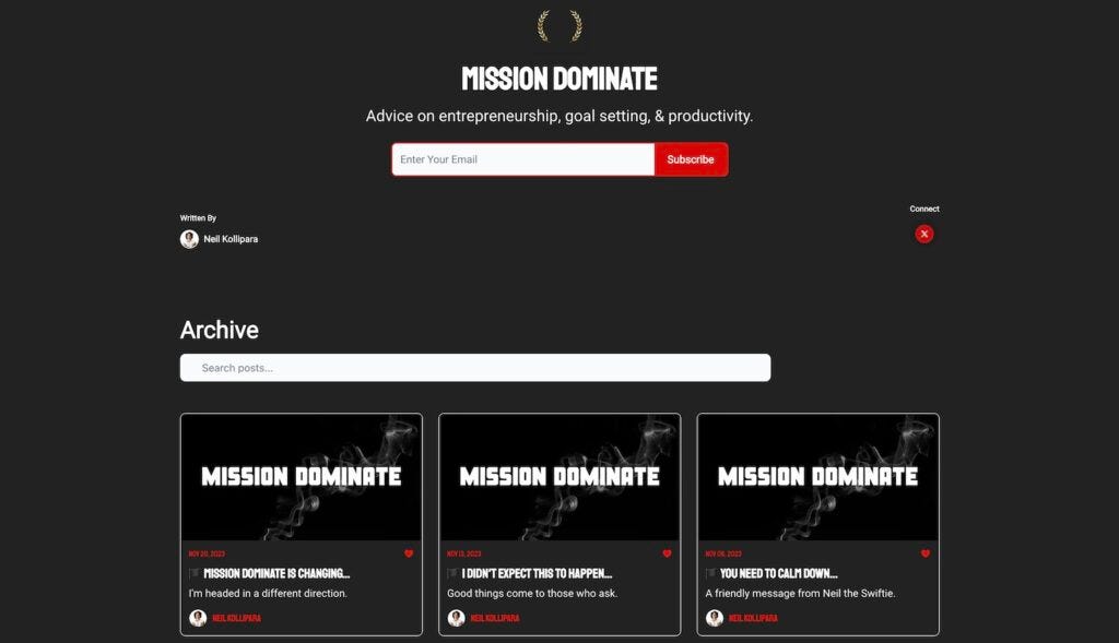 mission dominate neil kollipara newsletter on beehiiv