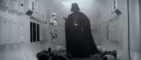 Darth Vader surveys a battle scene in Star Wars Darth Vader surveys a battle scene in Star Wars