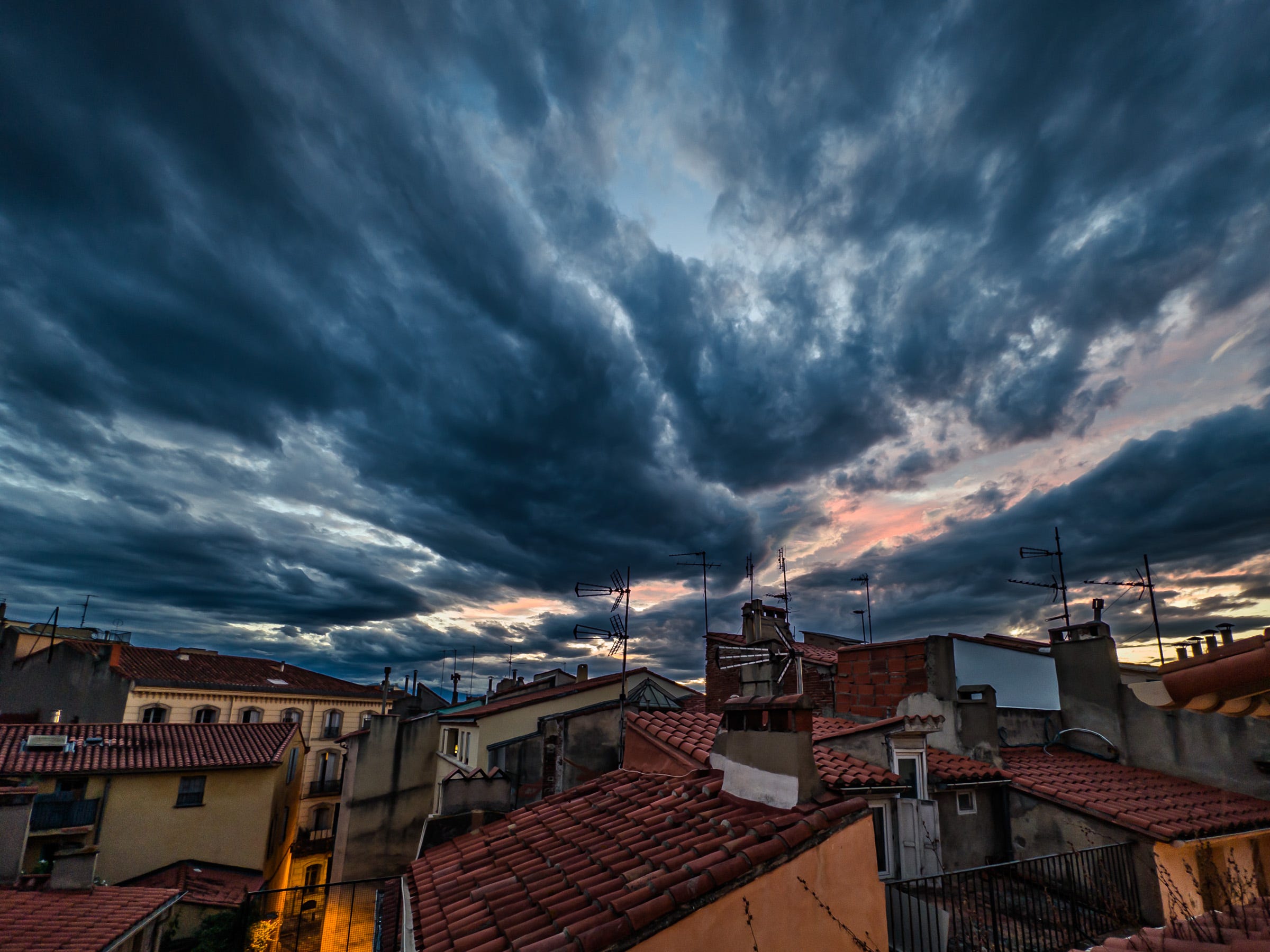 Perpignan rooftops at sunset