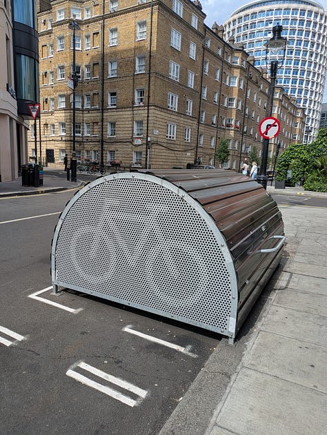 Photos of Cyclehoop secure cycle hangars on various on street locations in Westminster 