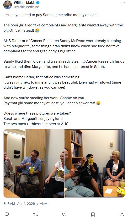 Makis posting photos of colleagues from a decade ago eating