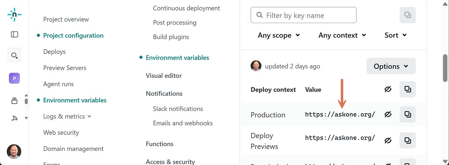 Go to Project configuration > Environment variables, set APP_URL Go to Project configuration > Environment variables, set APP_URL