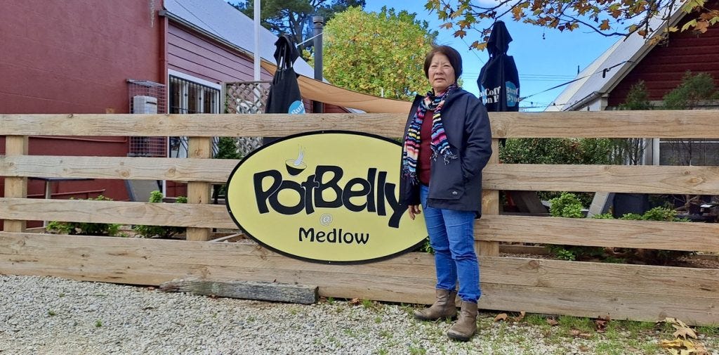 Carlene Martin outside the Potbelly Café in Medlow Bath Carlene Martin outside the Potbelly Café in Medlow Bath