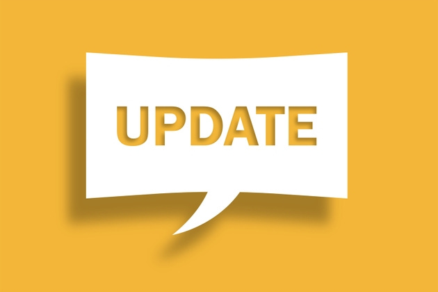Update message with speech bubble on yellow background