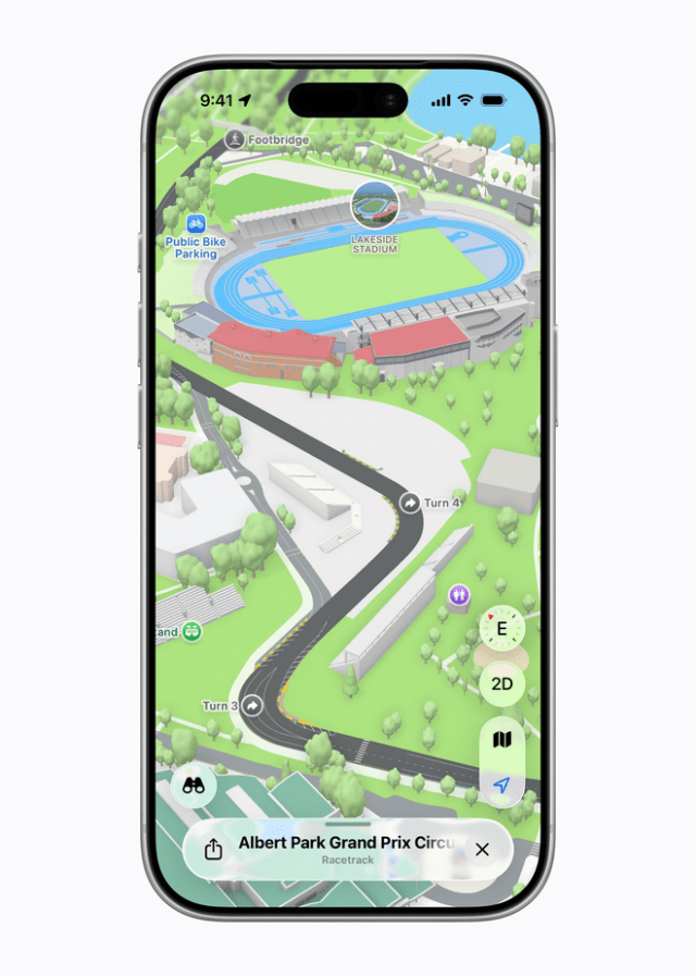 For select races, including the upcoming FORMULA 1 QATAR AIRWAYS AUSTRALIAN GRAND PRIX 2026, Maps is adding detailed circuit maps with turn numbers, grandstands, and custom-designed 3D landmarks like the F1 pit building.
