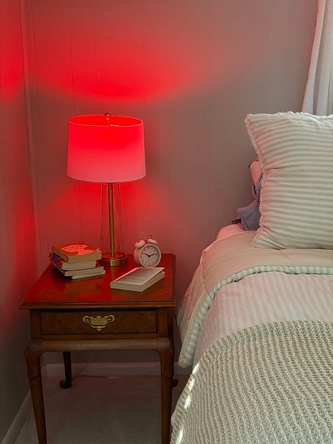 bedroom, herby pasta salad, green space