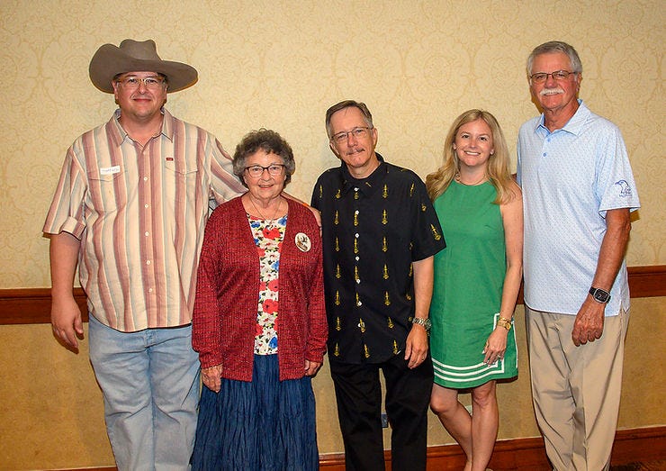 Left to right: Matthew Kerns (Vice-President), Linda Rhodes Omohundro (secretary), Robert Omohundro (President), Amanda Omohundro Adams (incoming Vice-President), and Rick Omohundro (treasurer).