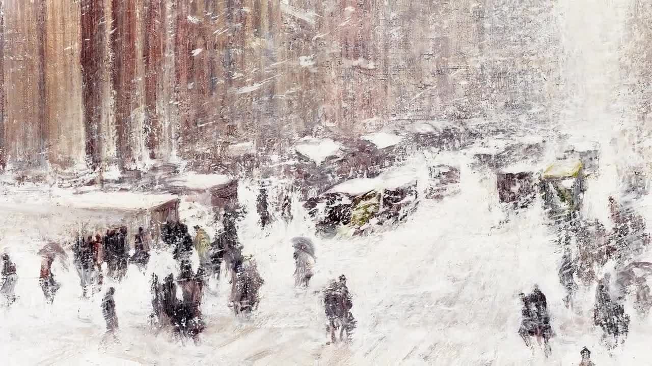 Snow Storm on Fifth Avenue, Snow Painting, Vintage Winter Decor, Vintage  Winter, Snow Landscape, Snow Storm, Snow City, Neutral, Cozy