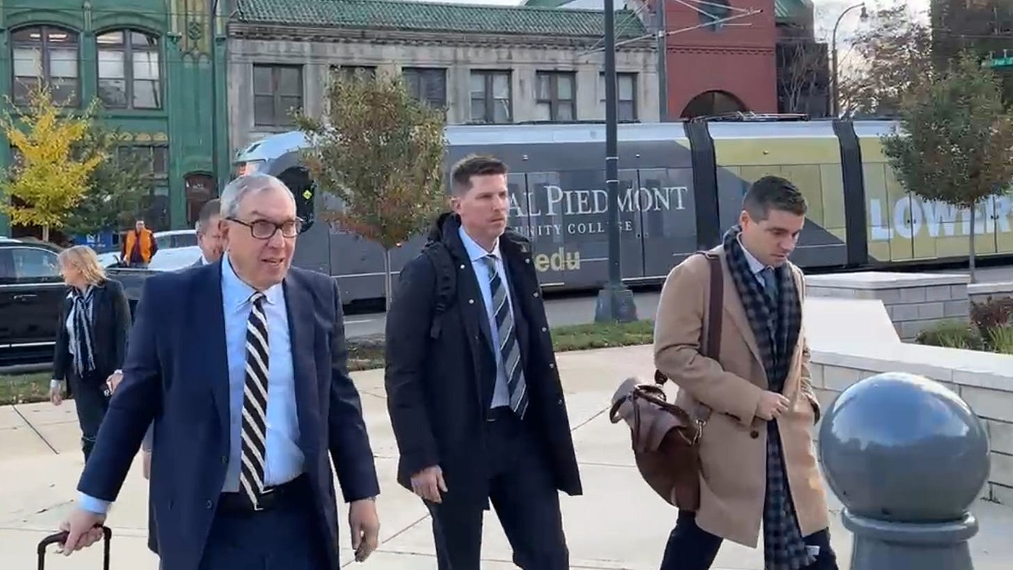 Denny Hamlin heads into the court on the opening day of the antitrust lawsuit against NASCAR Denny Hamlin heads into the court on the opening day of the antitrust lawsuit against NASCAR