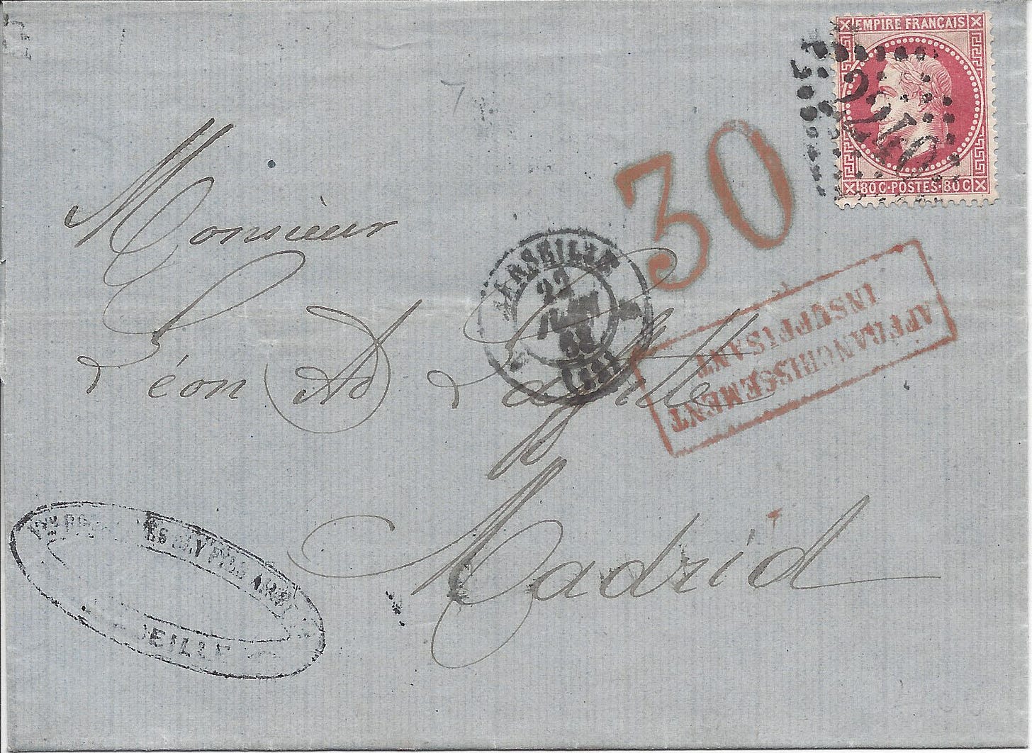 folded letter with 30 cuartos due