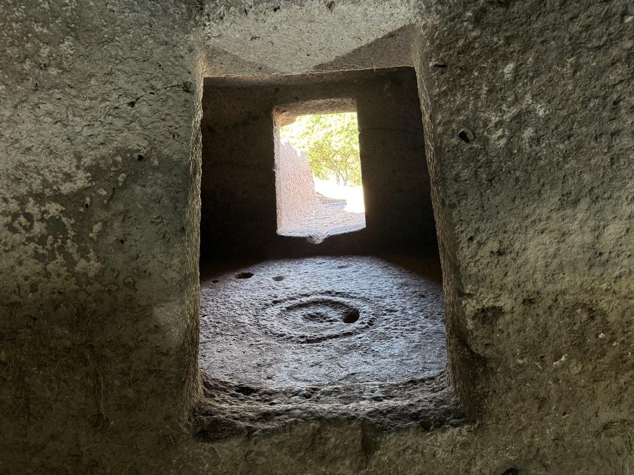 Three prehistoric domus de janas, or "fairy houses," unearthed in Sardinia, Italy