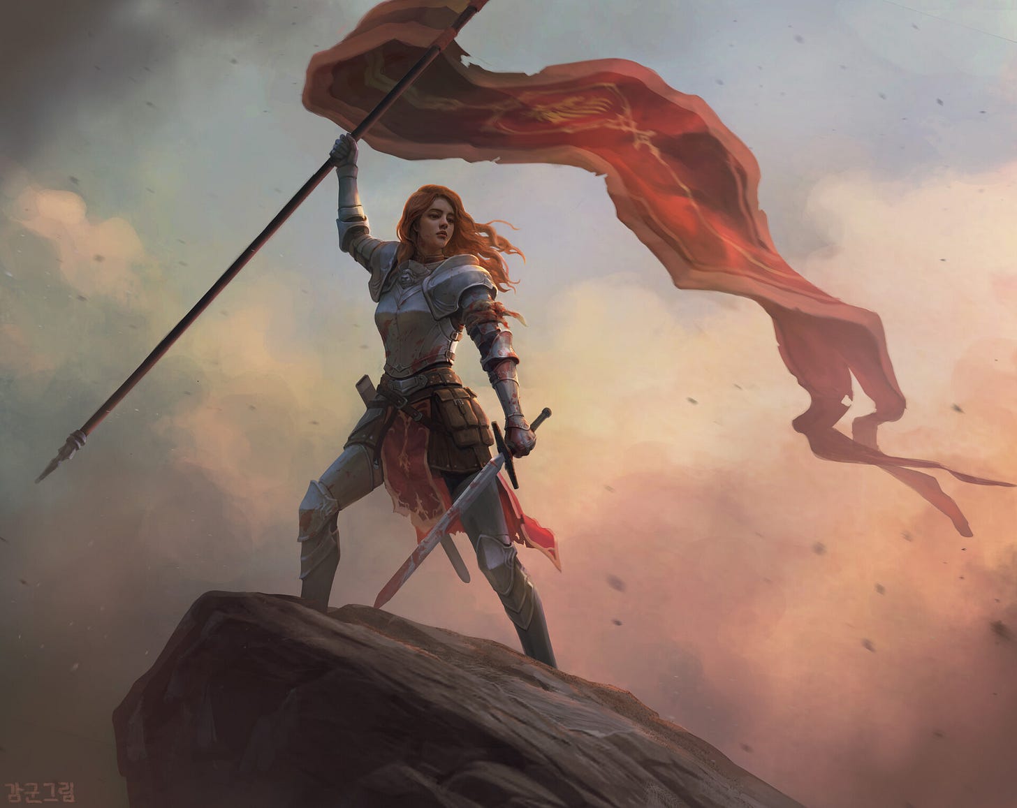 Fantasy Art: 'The Flag Bearer', by Sanghyun Kam – Aethereal Engineer