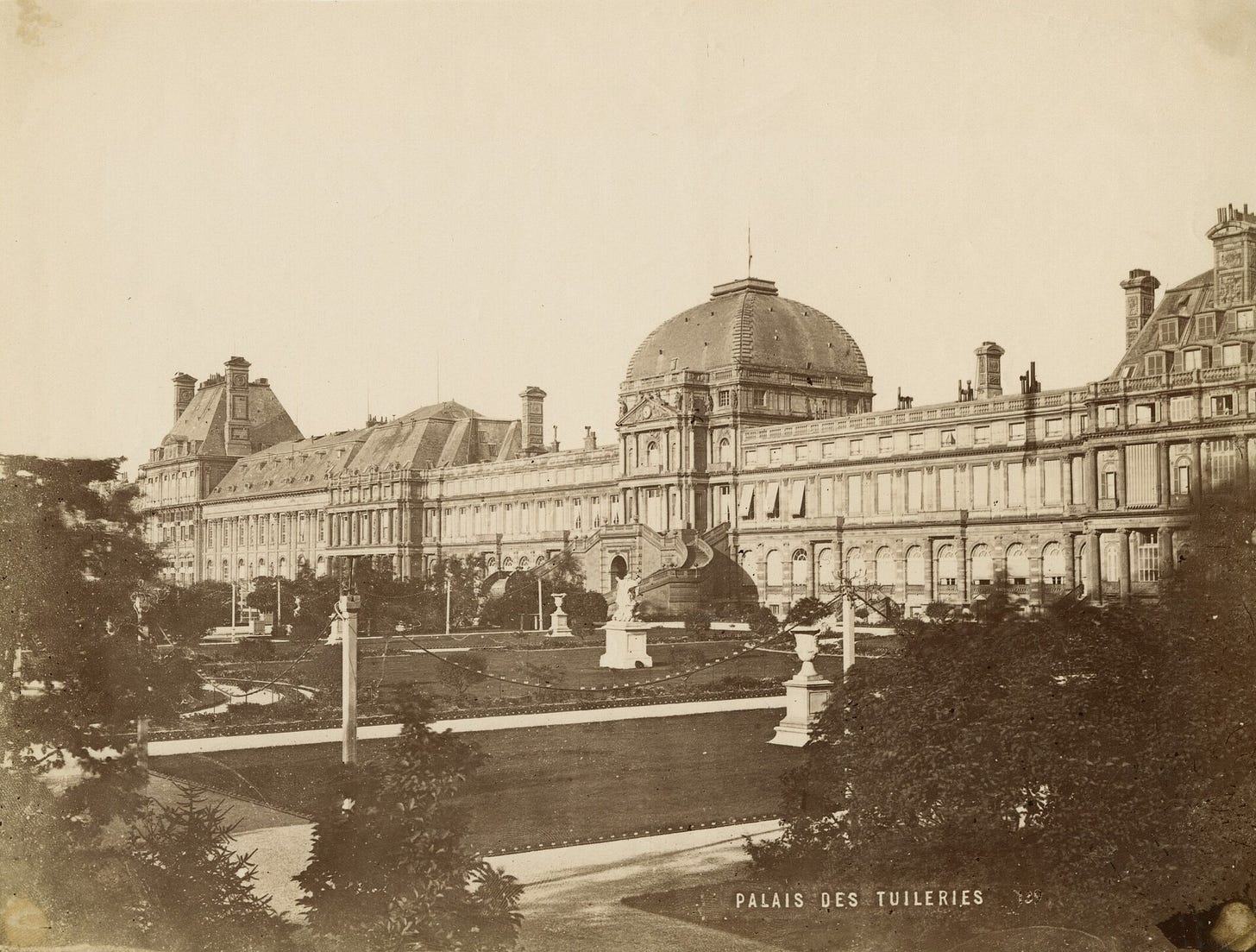The façade of the Tuileries Palace, Paris, which stood next to the Louvre.