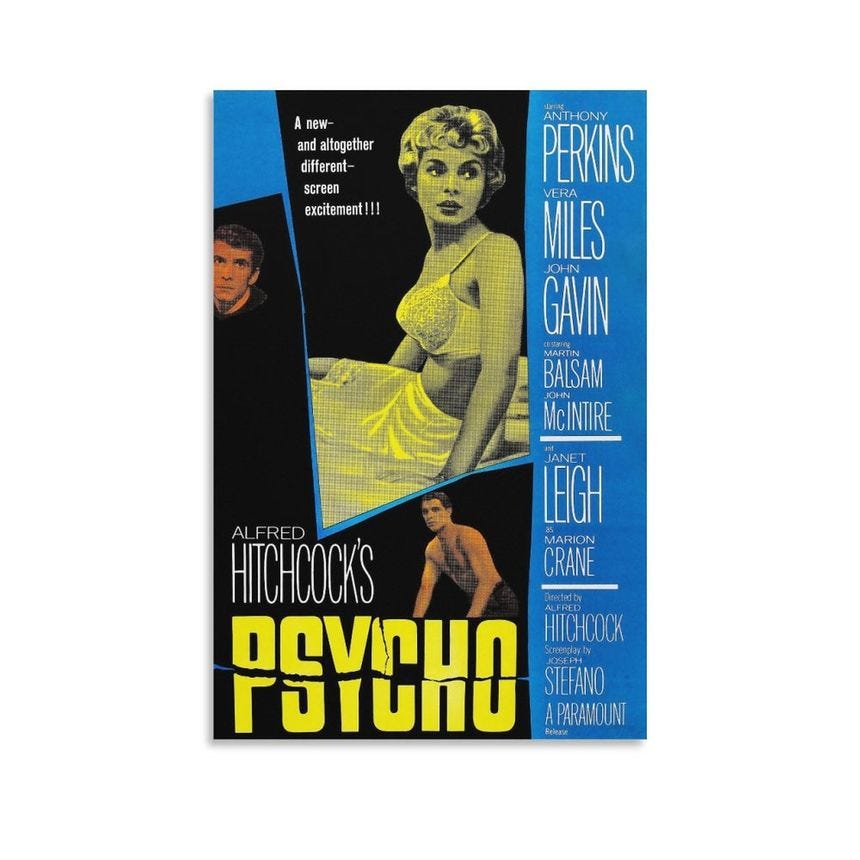 Psycho(1960) Movie Poster For Room Aesthetic Canvas Wall Art Poster Decorative Bedroom Modern Home Print Picture Artworks ...