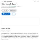 Actual Job Posting - Chief Snuggle Bunny - Soilar Technologies