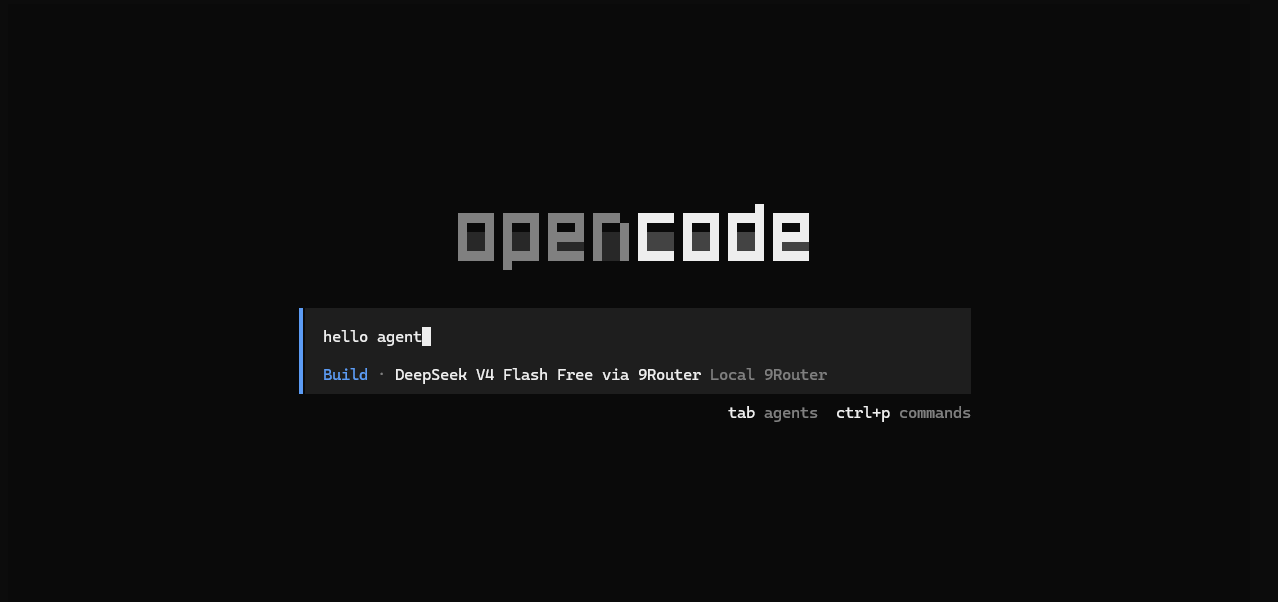 OpenCode launching inside the project folder. OpenCode launching inside the project folder.