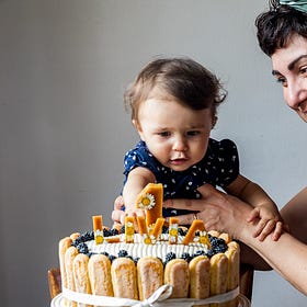 Baking an Italian birthday cake for our one year old Livia