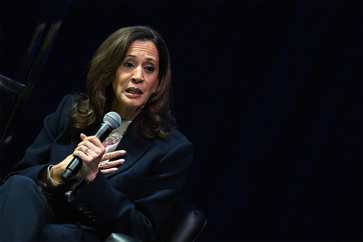 Former U.S. Vice President Kamala Harris speaks onstage during her "107 Days" book tour at Tabernacle on October 08, 2025 in Atlanta, Georgia Former U.S. Vice President Kamala Harris speaks onstage during her "107 Days" book tour at Tabernacle on October 08, 2025 in Atlanta, Georgia