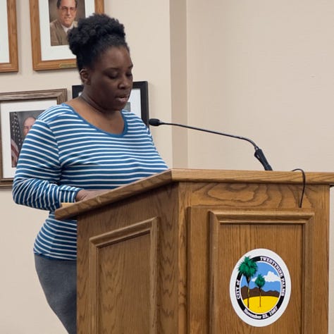 Mary Jane Binge, Anastasia Gonzalez and Lanisha Blackman give general public comments.