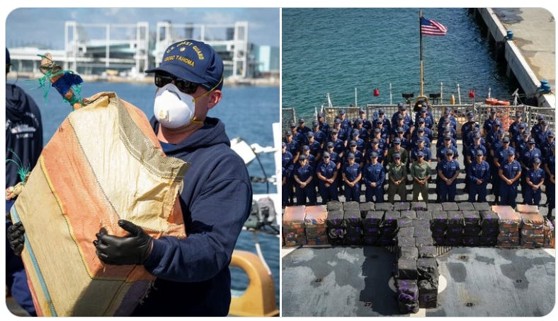 The crew of the US Coast Guard Cutter Tahoma brought 8,185 pounds of cocaine seized during a recent patrol ashore in Port Everglades.