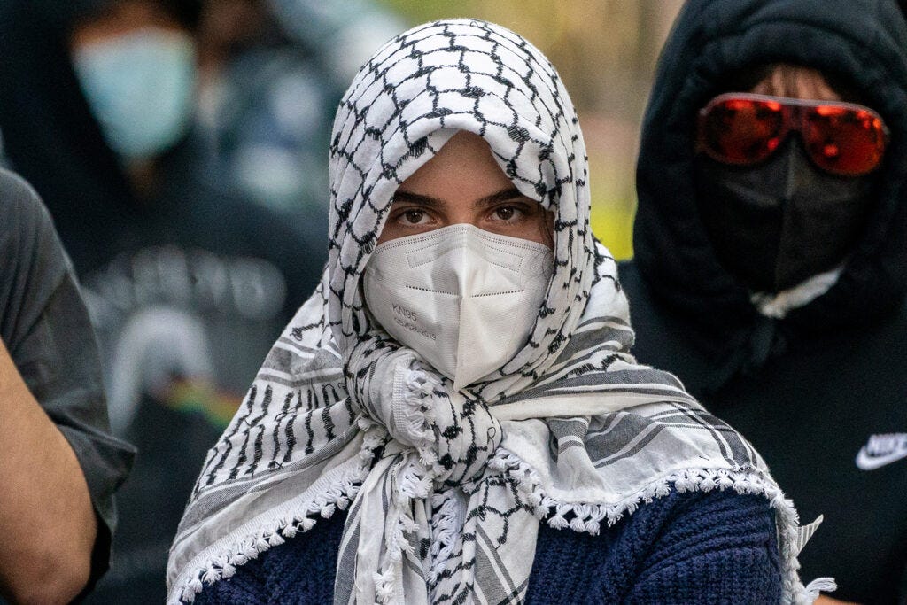 Pro-Palestinian Protester Wearing Keffiyeh Charged With Violating NY Face  Mask Ban