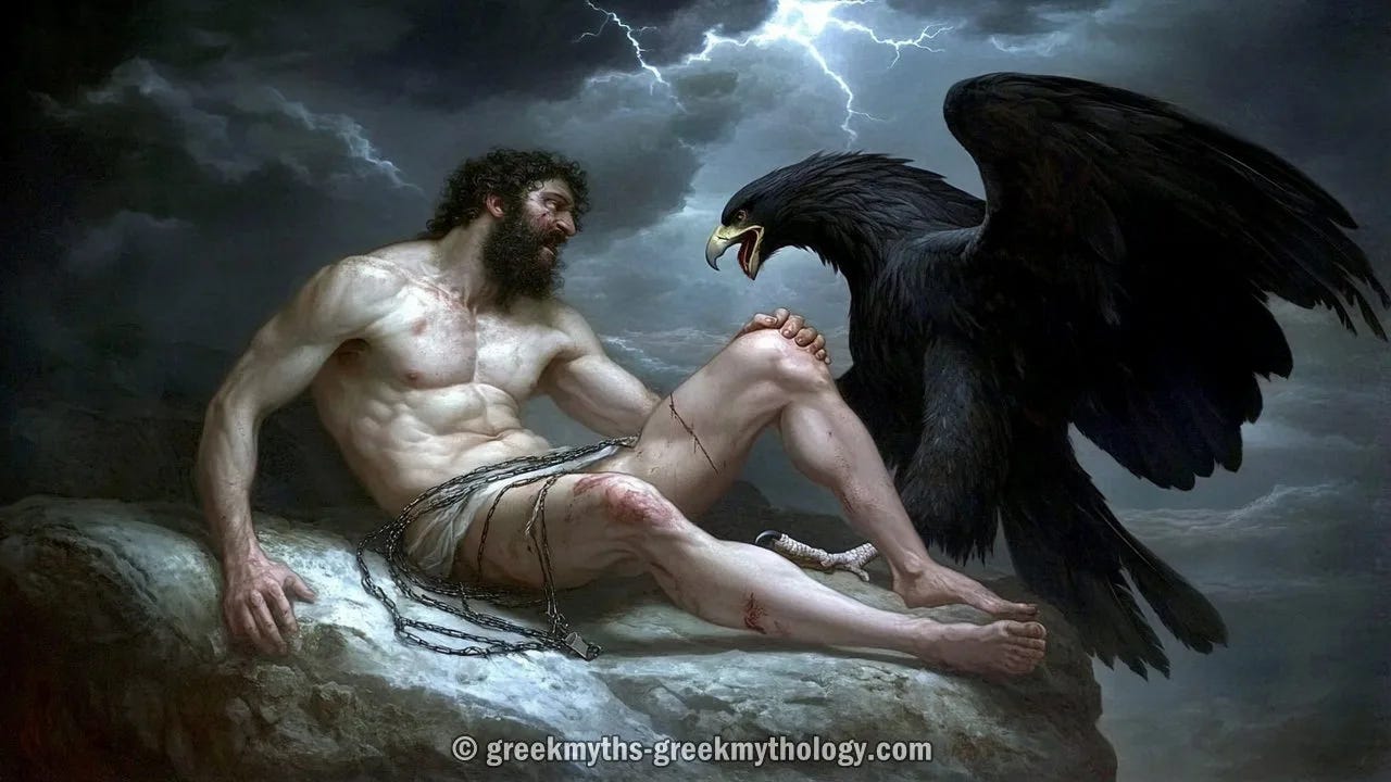 The Myth of Prometheus, myth of fire stolen by Prometheus