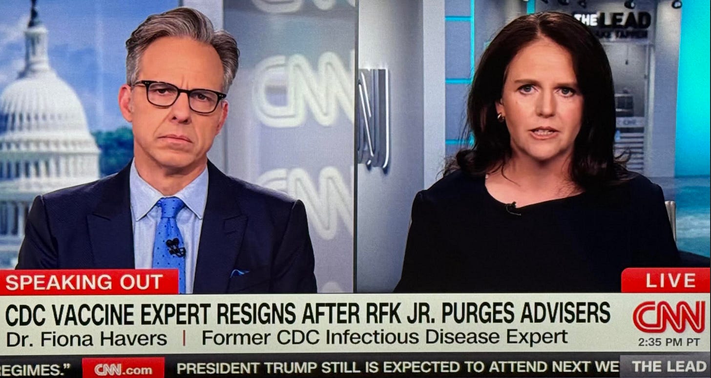 CNN headline: "CDC vaccine expert resigns after RFK Jr. purges advisers"