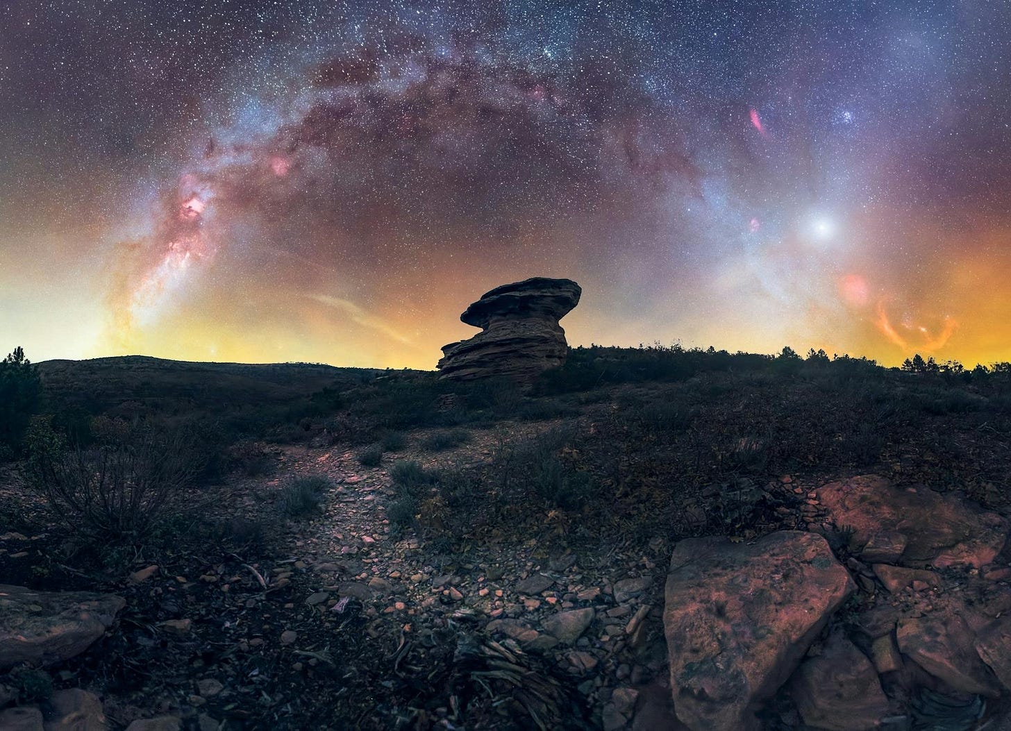 The Light is You, motivational quote. Stars in the night sky.