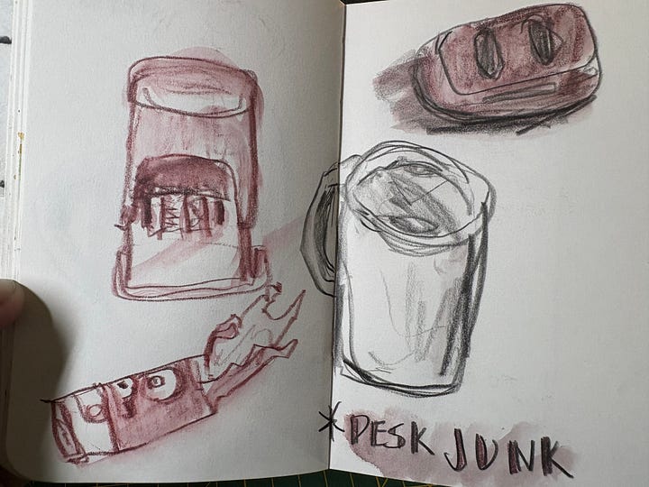 Sketches of random clutter on my desk