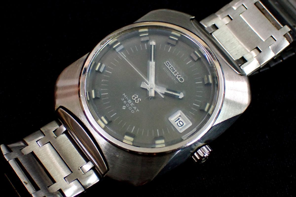▲腕時計123 GRAND SEIKO GS Hi-BEAT 36000 グランドセイコー ハイビート▲不動品/6145-8020/グレー文字盤/自動巻き/座布団/消費税0円