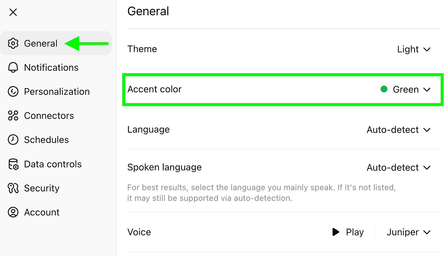 how to change the chat color in chatgpt