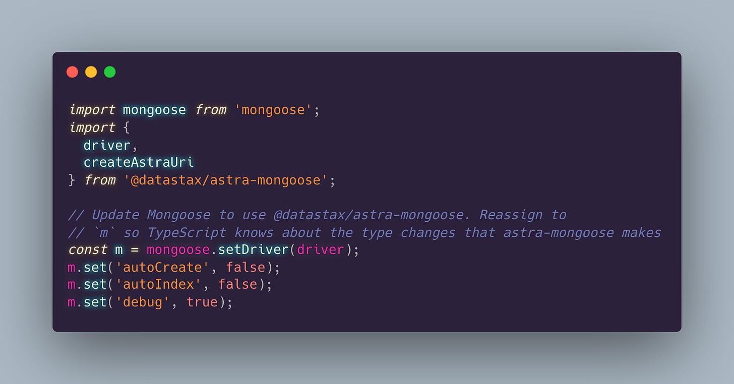 Astra-mongoose setup