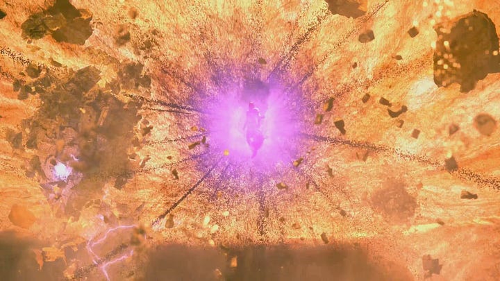 Sephiroth absorbs the Whispers and the image of Meteor.