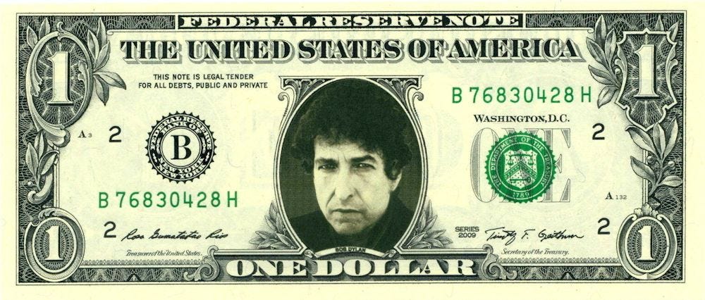 bob dylan banknote 4 bob dylan banknote 4