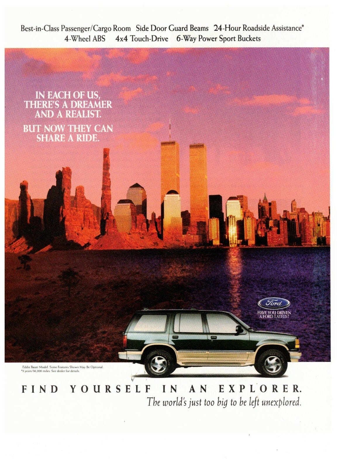 Ford Explorer Twin Towers Vintage 1995 Print Ad - Picture 1 of 1