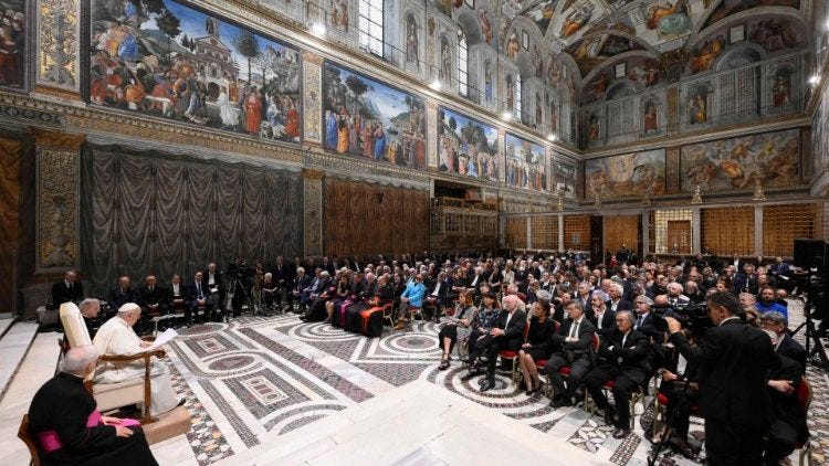 Pope Francis meeting artists