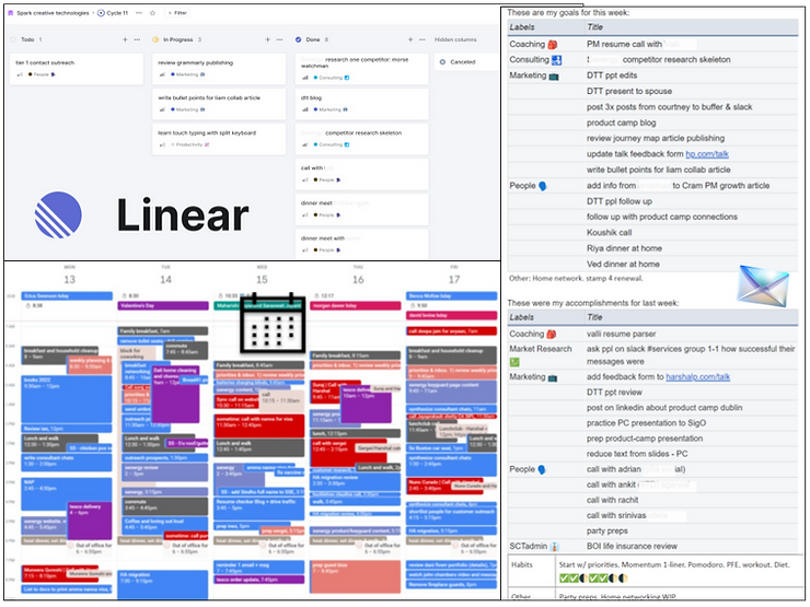 Trying out Email, Calendar, written tables, and Project management software for weekly planning as a solopreneur. Trying out Email, Calendar, written tables, and Project management software for weekly planning as a solopreneur.