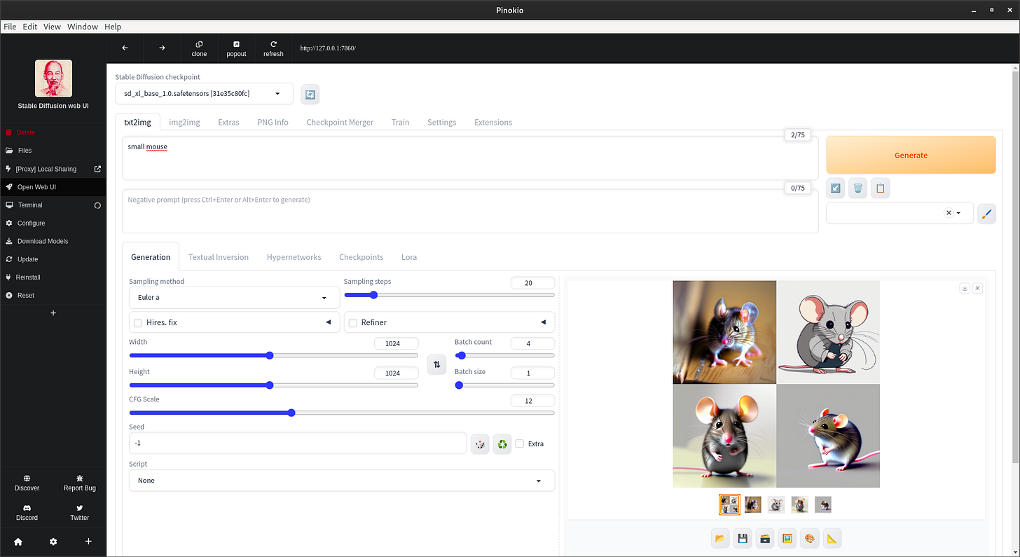 Image Generation with Automatic1111 WebUI using Stable Diffusion – Pinokio