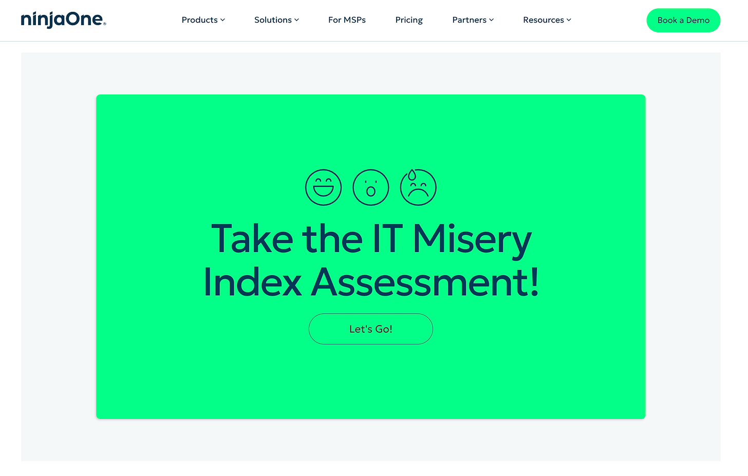 IT Misery Index Assessment found on the Beat IT Misery campaign landing page.