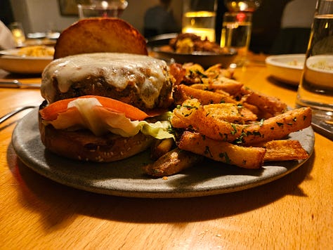 Veggie Burger; Short Rib Ragu with Bucatini