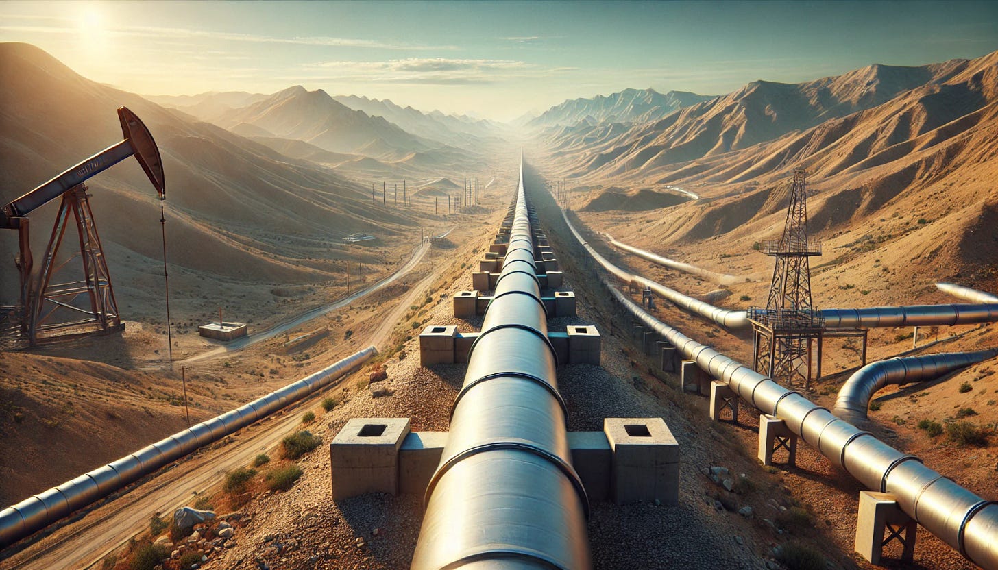 An oil pipeline stretching far into the disctance. An oil pipeline stretching far into the disctance.