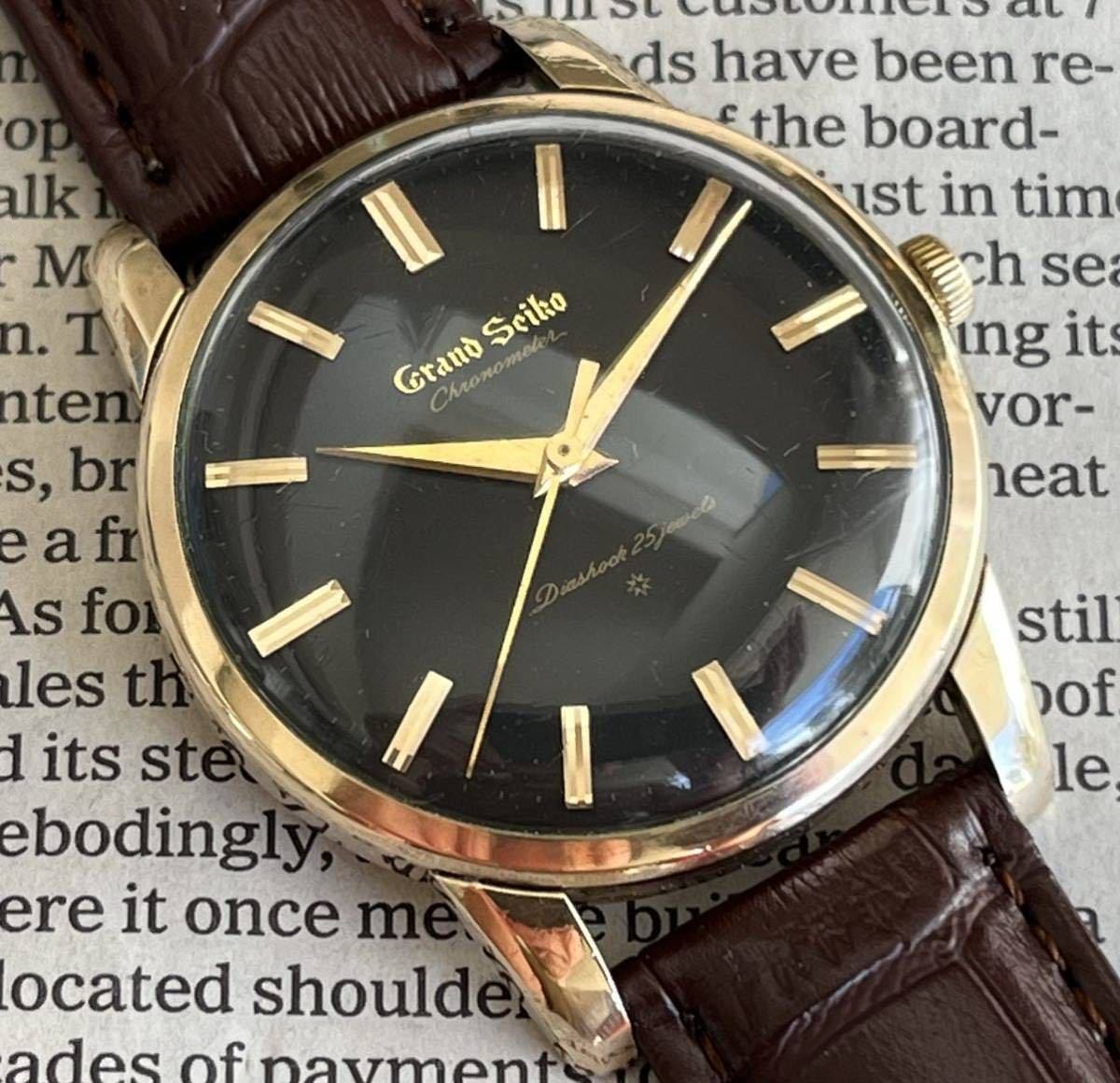 SEIKO セイコー グランドセイコー ファーストモデル J14070 GS ブラック文字盤 クロノメーター 獅子メダリオン cal.3180 Sマークリューズ