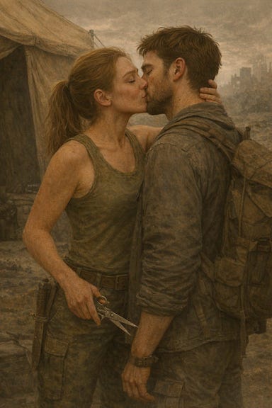 Philippa kissing Sam
