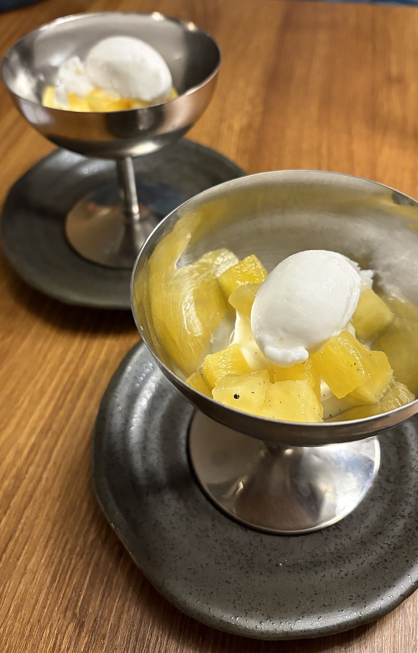 frozen yoghurt with pineapple dessert